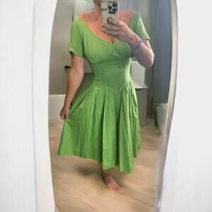 The J. Peterman Company Green Cotton Midi Dress Size 8